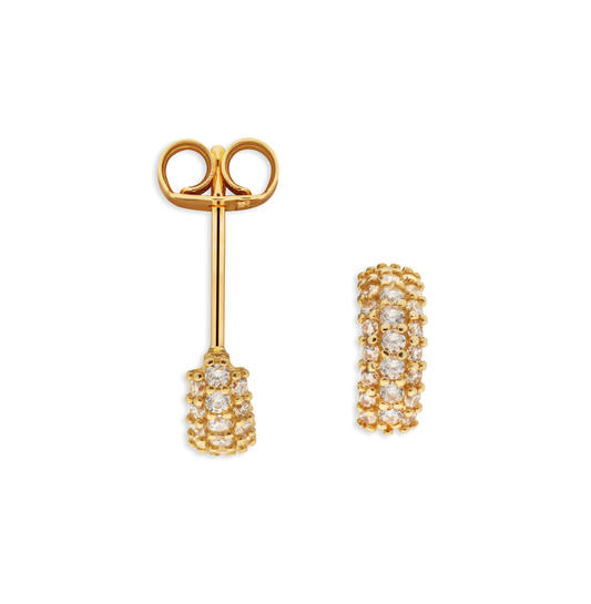 gouden oorstekers pave zirconia halve maan