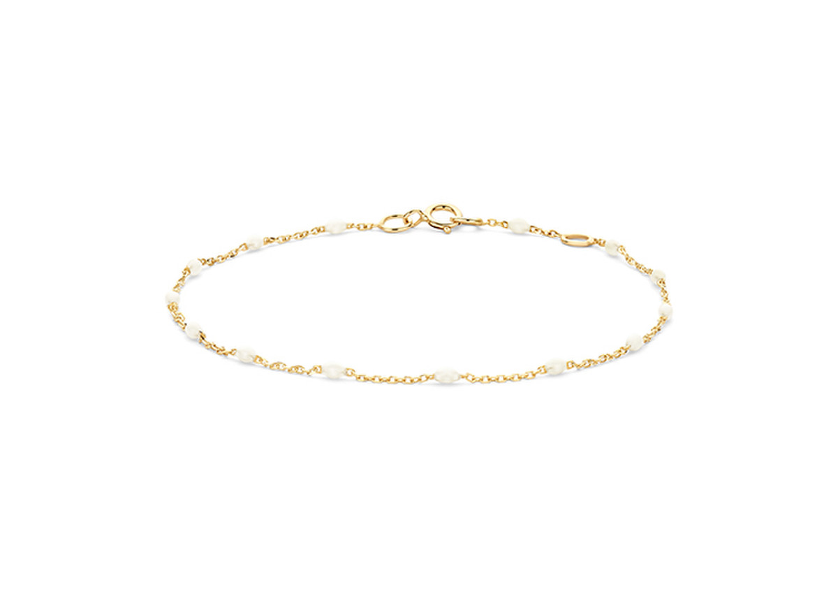 gouden Blush armband, anker+witte bolletjes