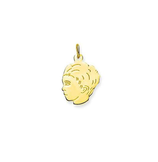Gouden hanger kinderhoofd jongen 16x14mm.