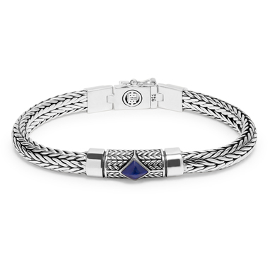 MASSIEF ZILVER MET BLAUWE STEEN