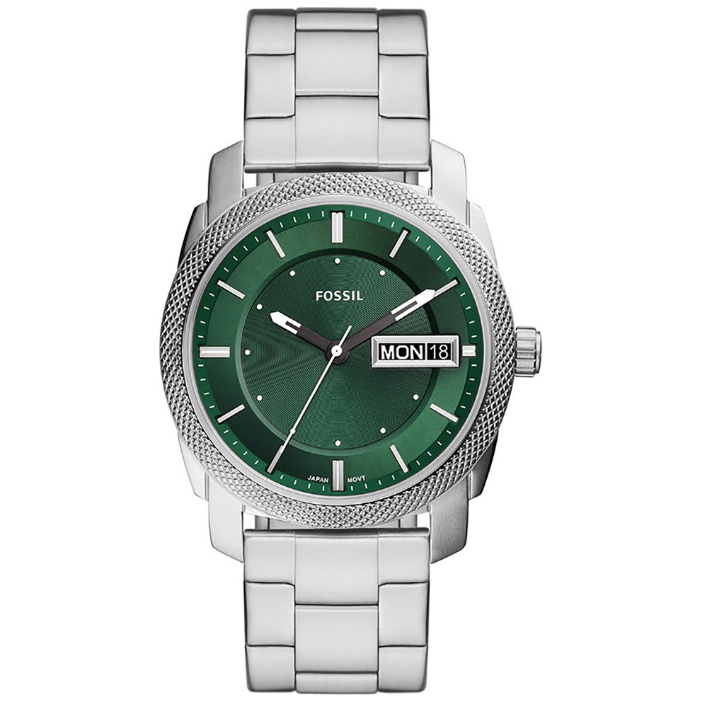 Herenhorloge van fossil met groene wijzerplaat