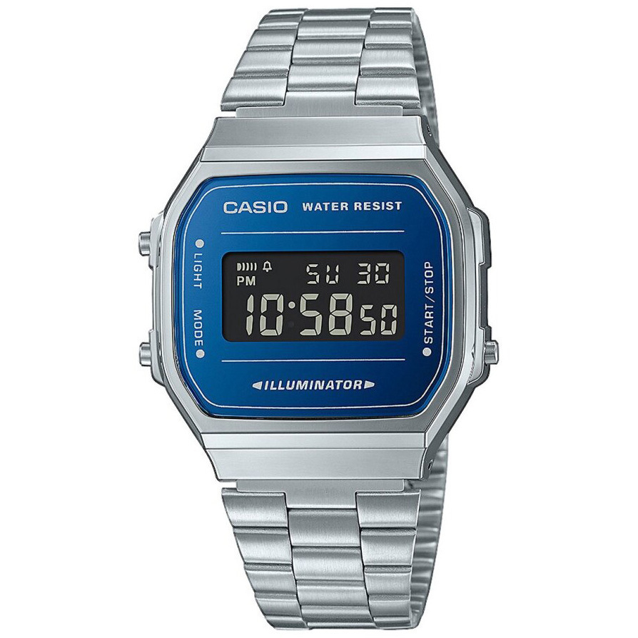 Reis af naar hogere sferen met digitale horloges die de geest van ruimtevaart en sciencefiction uitstralen. De wijzerplaat is behandeld met een dampafzetting voor een metallic look die het beeld van een retrofuturistische wereld oproept. Dit horloge is waterbestendig en heeft handige functies, zoals een stopwatch en een alarm voor dagelijks gebruik.