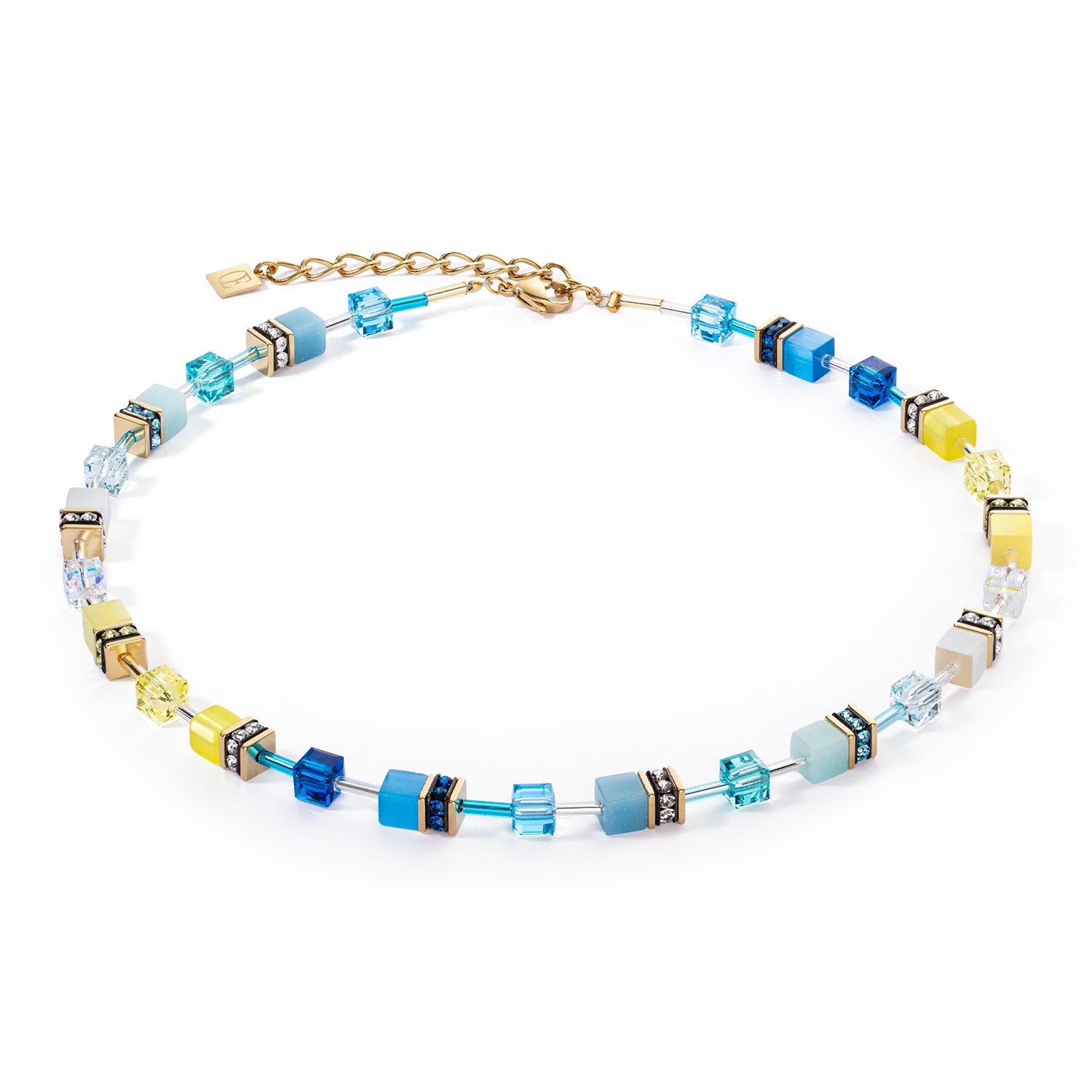 GeoCUBE® Iconische  verguld stalen ketting turkoois-geel
Je hebt geen moed nodig voor kleur, je hebt verlangen nodig: elegante en frisse GeoCUBE® Iconische ketting in turkoois met geel.

Elk sieraad dat u bij COEUR DE LION bestelt, wordt u geleverd in een premium designetui en met een certificaat van echtheid.