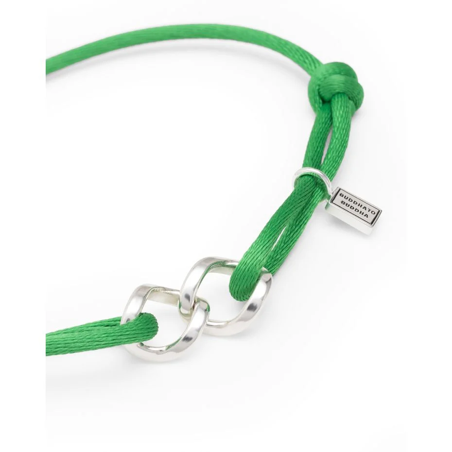 Buddha to Buddha Chain XS Cord Bracelet Silver Green