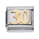Zoppini goud cijfer 30.

Metaal     : staal / 18 karaat goud
Kleur       : geel goud
Maten     : 9 mm
Materiaal : Staal  ,Goud