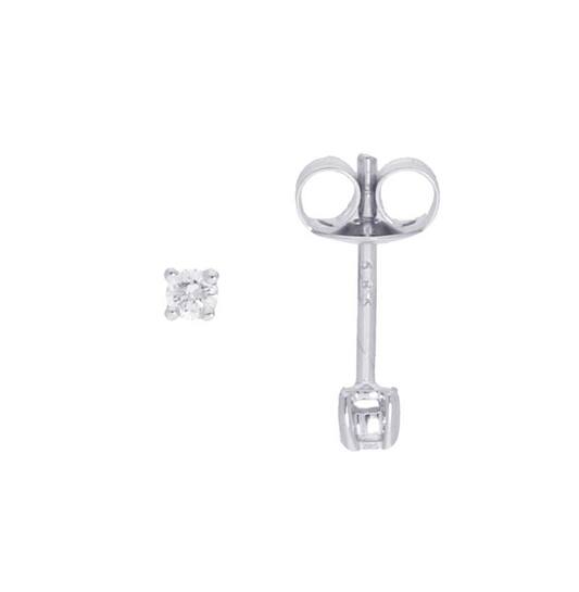 14kt. witgouden oorstekers met vierpootszetting met 0.06ct. diamant G-Si.
