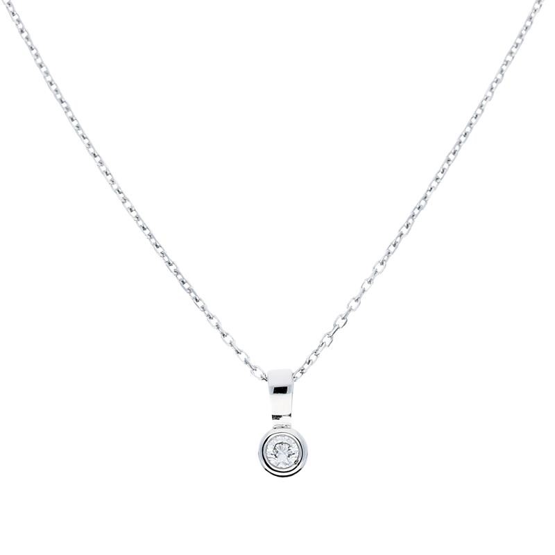 14kt. witgouden hanger rond met 0.05ct. diamant g-si (excl. collier)