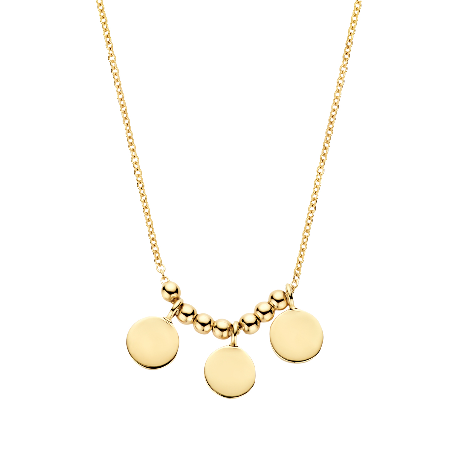 14 karaat gouden collier met 3 cirkels