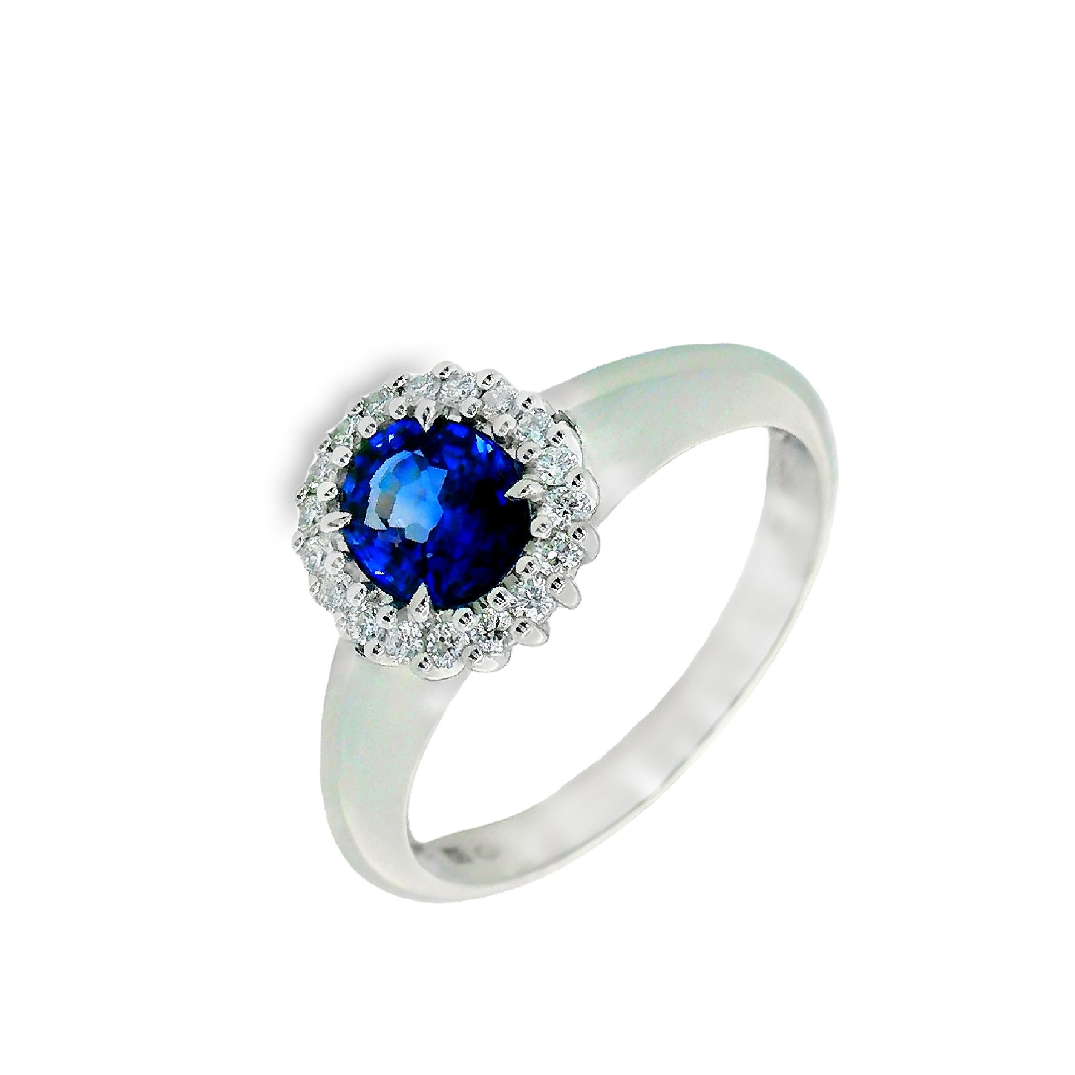 Deze ring van Louis Bros is vervaardigd uit 14 karaat witgoud (3.54 gr.) en is gezet met 18 briljant geslepen diamanten met een totaalgewicht van 0.15ct en 1 saffier 0.79ct. De ring heeft een diameter van 9. mm, minimale breedte van 3.5 mm. en een hoogte van 4.mm. In het hart van deze betoverende witgouden ring schittert een majestueuze blauwe saffier als een fonkelende ster aan de nachtelijke hemel. Met zijn diepe, serene kleur straalt de saffier rust en harmonie uit, terwijl het een gevoel van mysterie en verfijning oproept. Deze ring is niet alleen een symbool van tijdloze schoonheid en elegantie, maar ook van liefde en verbondenheid. Het is een belofte van eeuwige liefde en een herinnering aan de kostbaarheid van elk moment samen. Met zijn verfijnde design en schitterende edelstenen is deze witgouden ring met een blauwe saffier en diamanten een waar kunstwerk dat de ziel betovert en de harten van anderen steelt.
De ring is verkrijgbaar in meerdere afmetingen.