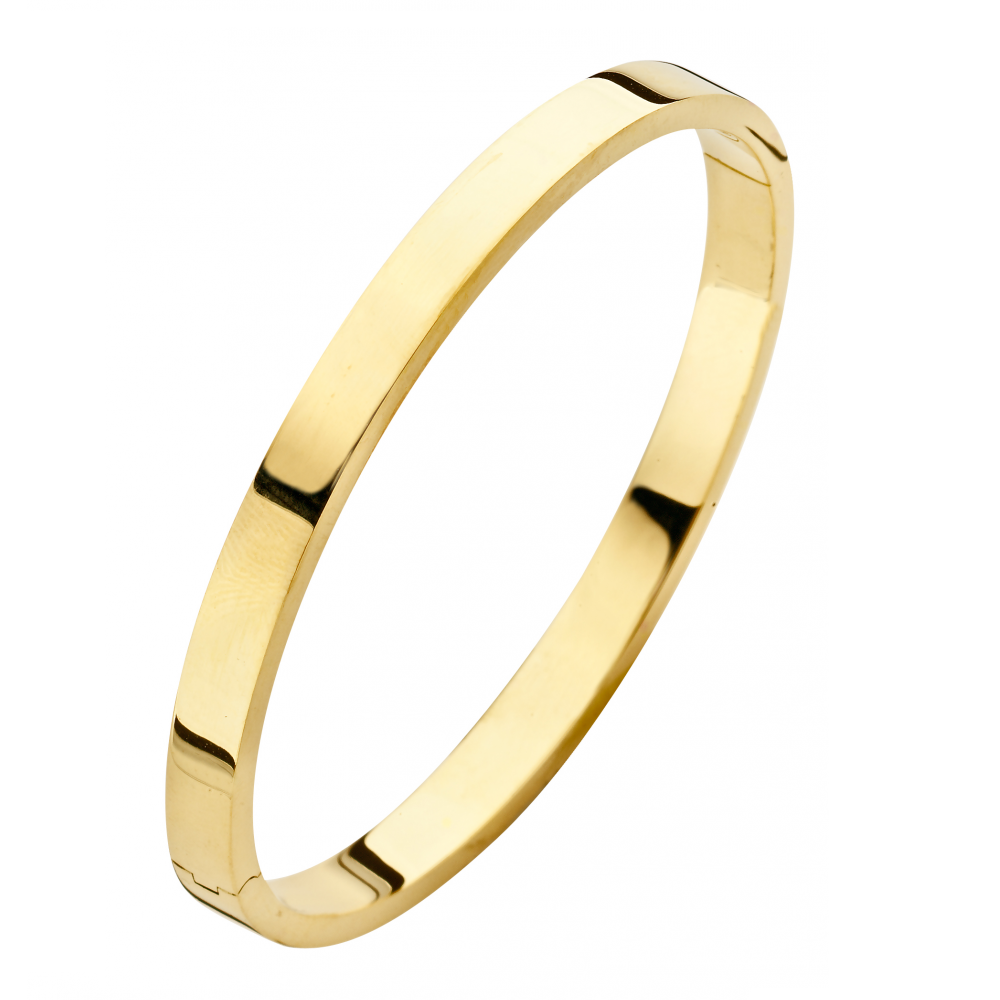 Fjory - 14kt geelgouden slavenarmband met zilveren kern, 6mm vierkant/vlak - 40-A385806