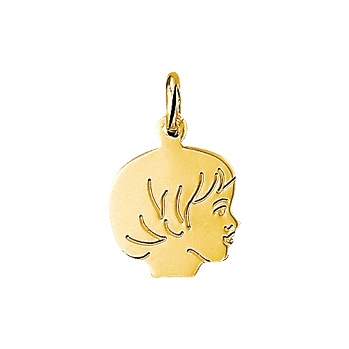 Gouden kinderkopje meisje 17x13mm.