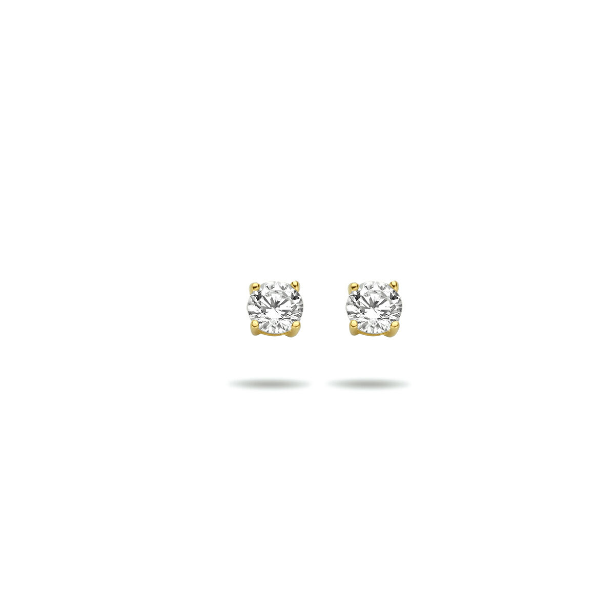 Gouden oorstekers met zirconia van 4mm.