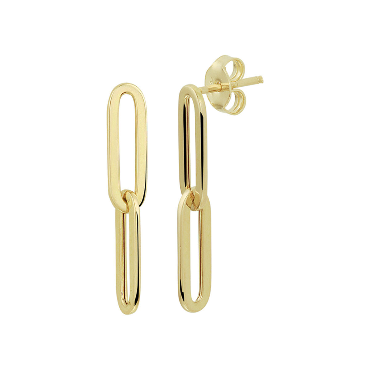 gouden oorhangers met 2x een paperclip schakel