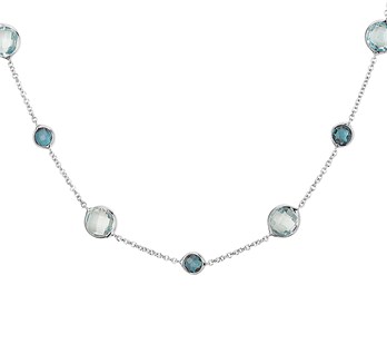 Witgouden collier met topaas en london blue topaas