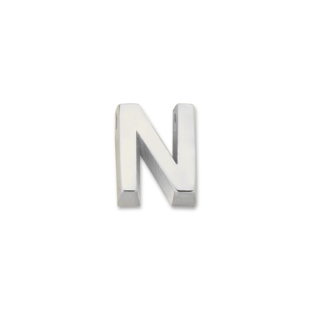 Minioro - Zilveren bedel, Losse Initialen, Letter N - 41002N