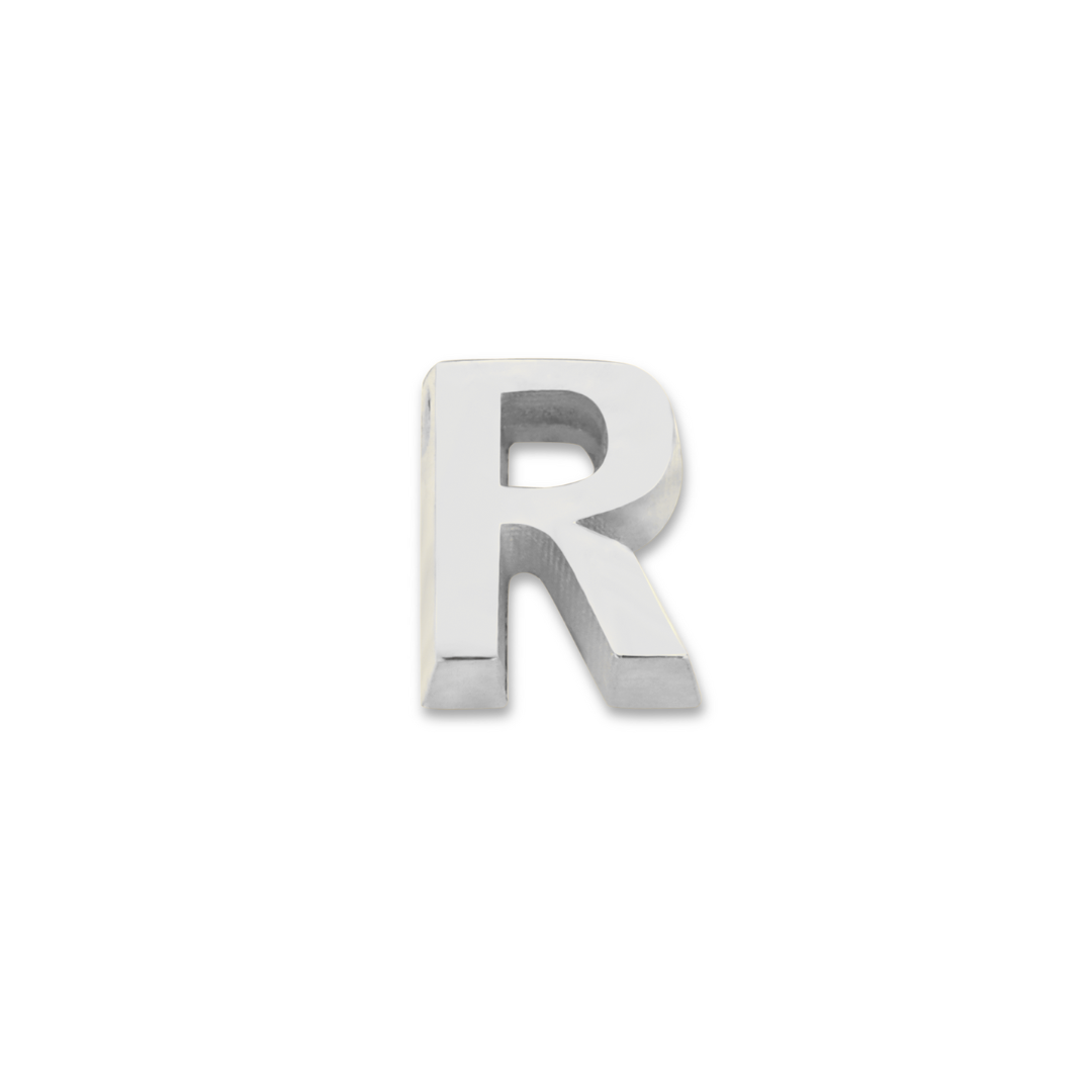 Minioro - Zilveren bedel, Losse Initialen, Letter R - 41002R