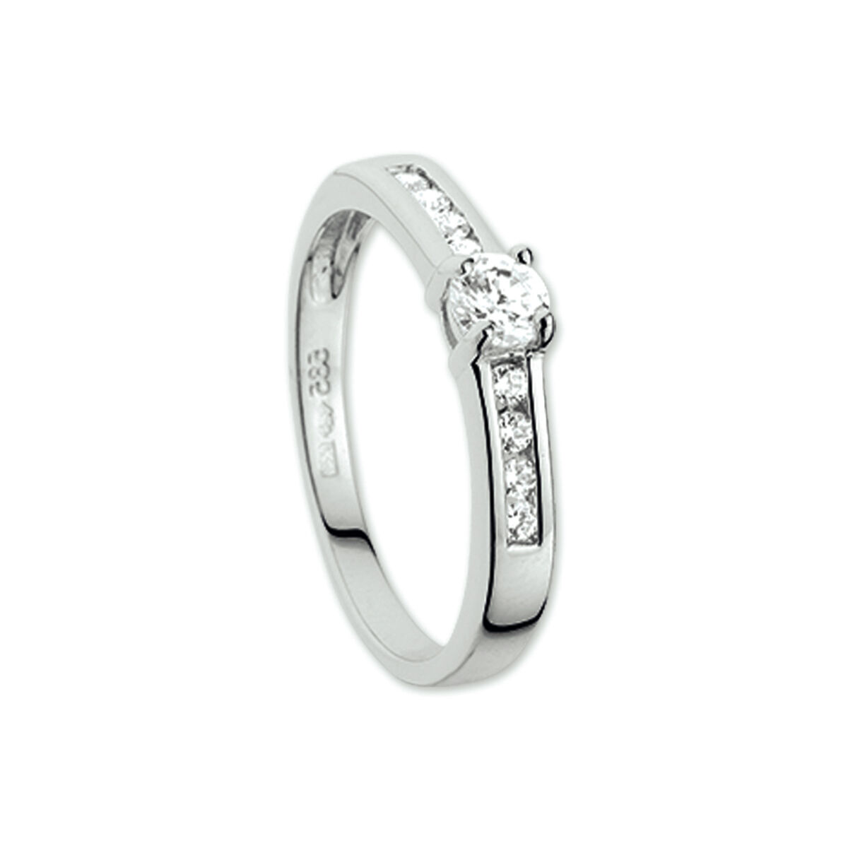 14kt witgouden dames ring bezet met zirkonia's