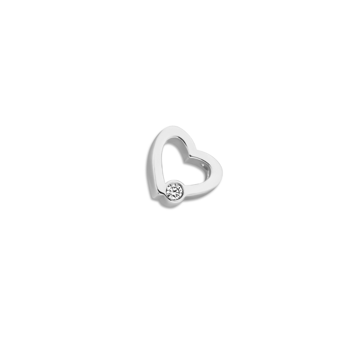 Minioro - Zilveren bedel, Losse symbolen, Hart open Zirconia- 41035Zi