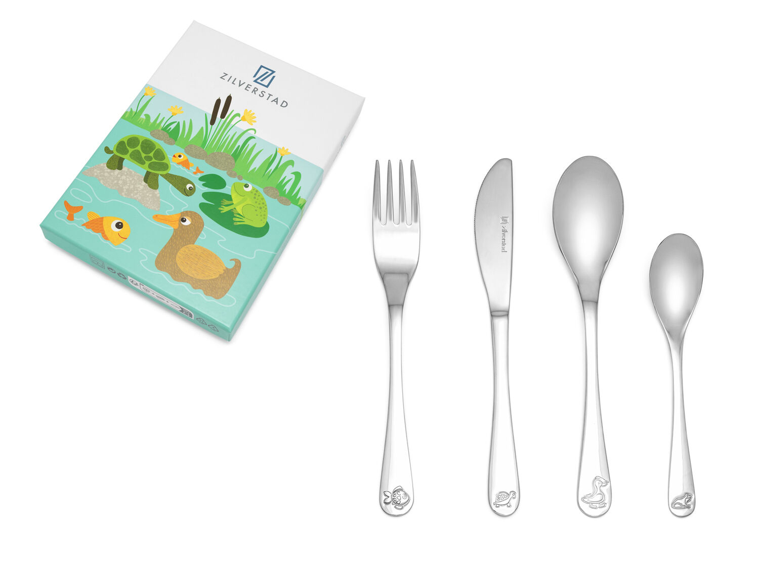 Het 4-delig kinderbestek is gemaakt van hoogwaardig roestvrij staal. Dit bestekset is speciaal ontworpen voor kinderen en bevat aantrekkelijke waterdierenontwerpen. Het is perfect voor dagelijks gebruik en maakt maaltijden voor de kleintjes leuker.