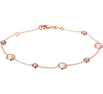 Rosé gouden collier met amethyst en rozenkwarts