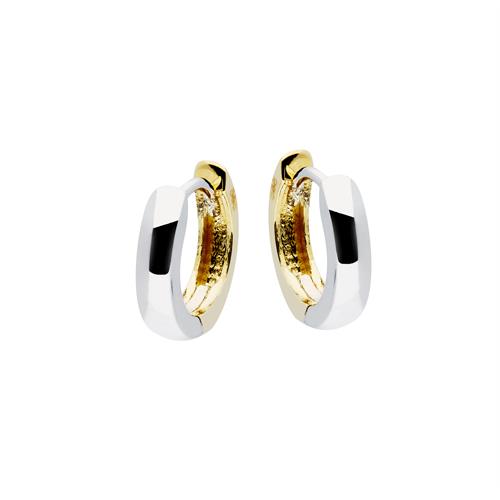 Gouden klapcreolen tweezijdig (twee kleuren draagbaar) recht 2.5x12mm.