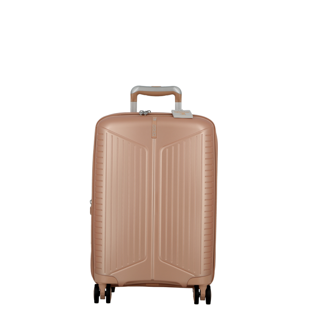 Deze lichte robuuste handbagage koffer is gemaakt van 100% geïnjecteerde polypropyleen en voorzien van een TSA combinatie slot.
Door een extra rits is de volume van de koffer met 20% te vergroten.
Vier sterke en geruisloze wielen maken de koffer compleet.

De koffer is voorzien van twee binnenvakken met ritssluiting. Teves extra rieen om de kleding o de plek te houden.

Iedere koffer is voorzien van een waszak (afmetingen 42 bij 34 cm), schoenenzak (36 x 30cm) cabine vloeistofzak (14 x 19 x 7cm). 
Verder voorzien van een siliconen naamlabel.

Afmetingen:
Hoogte 55cm x breed 35cm x diep 20/24cm

Inhoud  32-41 Liter
2.6 KG zwaar