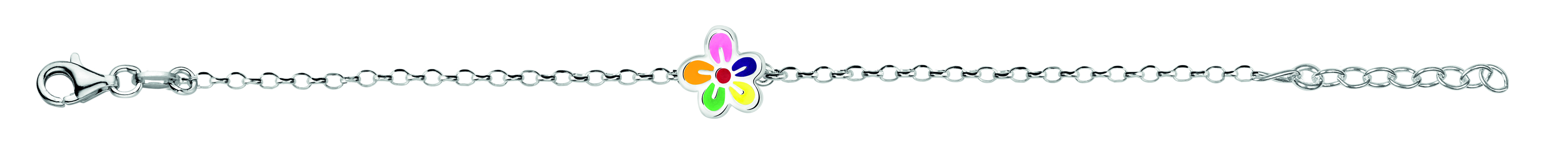 zilveren meisjes armband bloem multi
