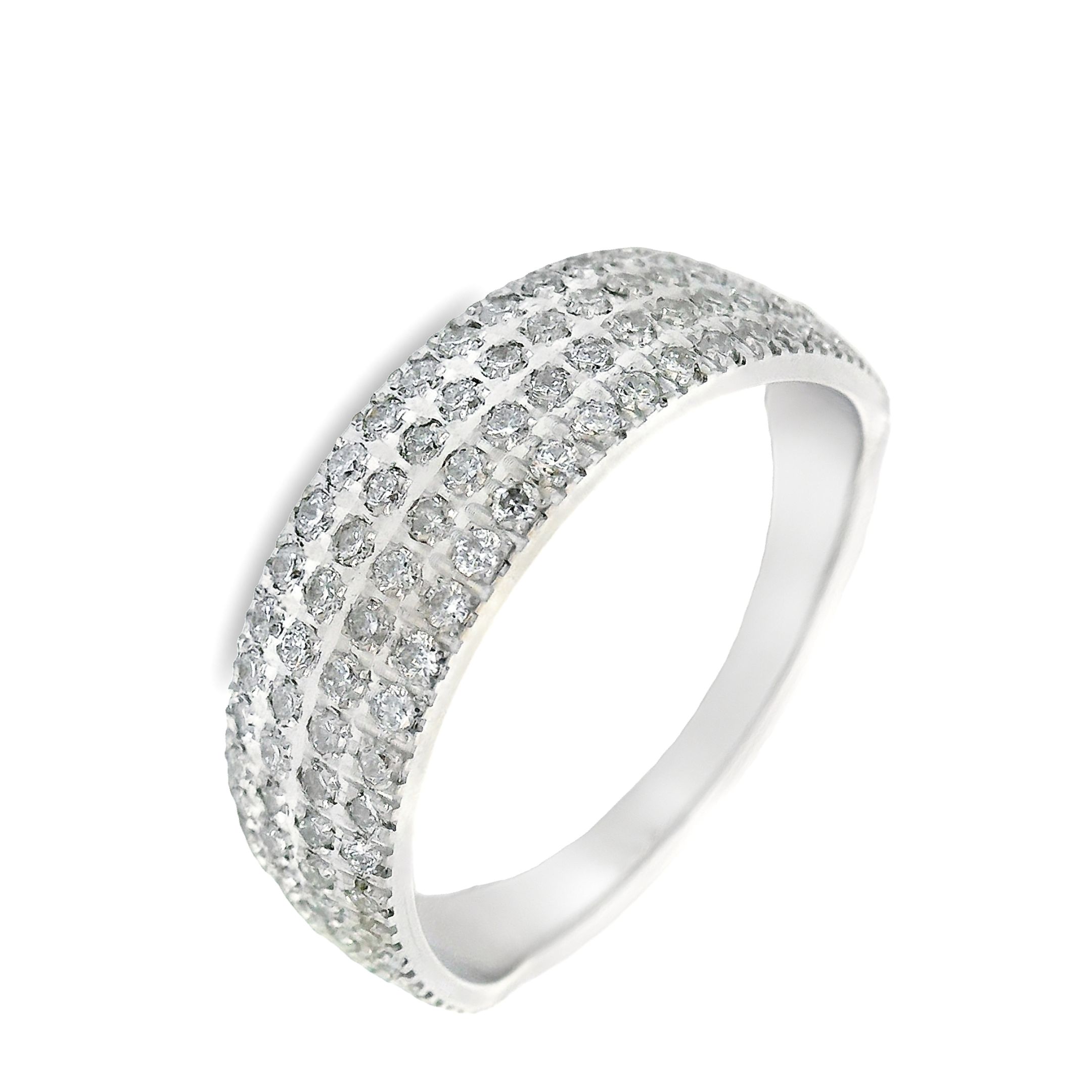 Deze ring van Louis Bros is vervaardigd uit 14 karaat witgoud (3.89 gr.) en is gezet met 80 briljant geslepen diamanten met een totaalgewicht van 0.35 ct. De ring heeft een breedte van 6 mm en dikte van 1.3 mm. Met deze ring om je vinger ben jij het stralende middelpunt bij elke gelegenheid. Deze ring bestaat uit onze lijn van exclusieve modellen sieraden met prachtige designs en van hoge kwaliteit.
De ring is verkrijgbaar in meerdere afmetingen.