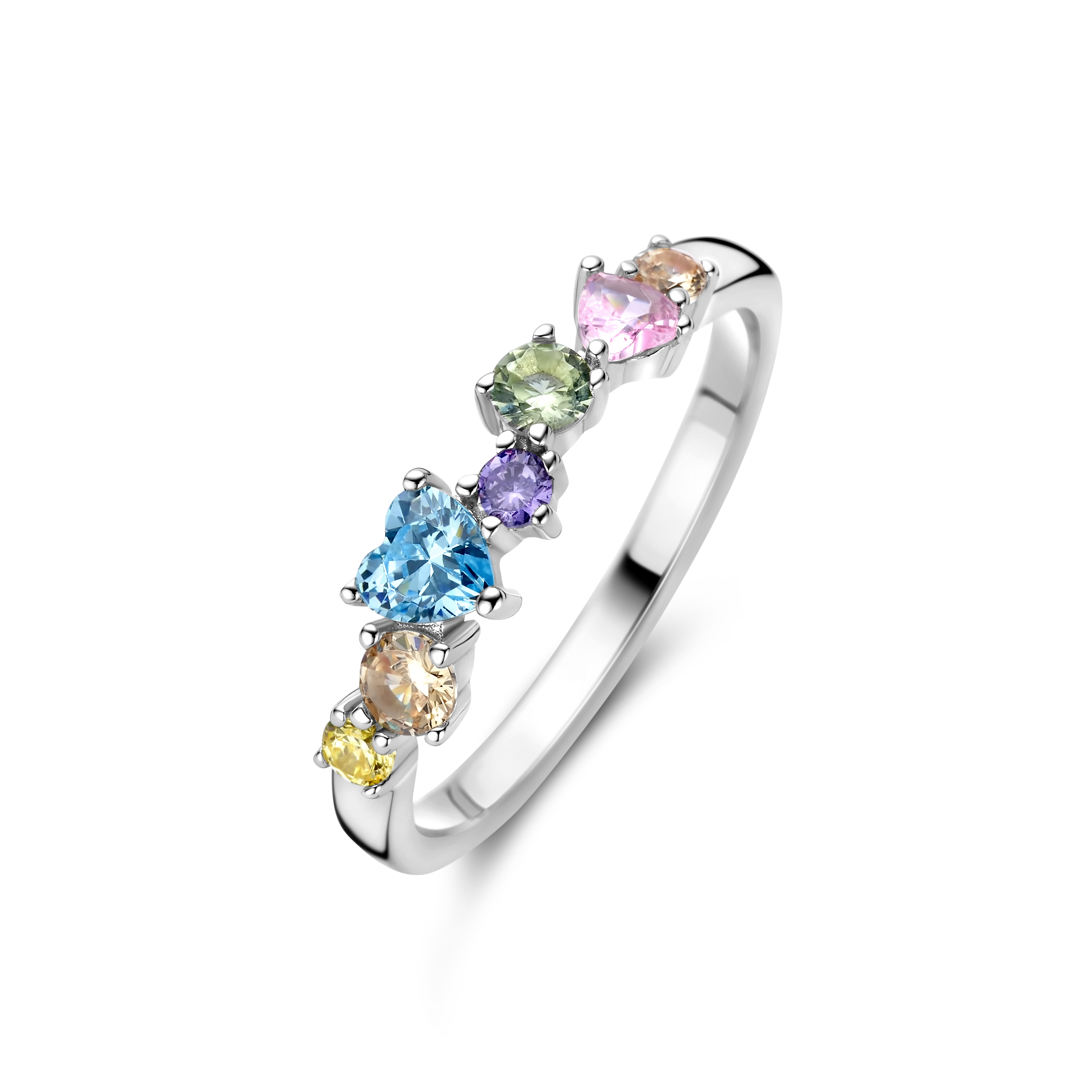 Rosa di Luca zilveren ring met gekleurde Zirkonia maat 56