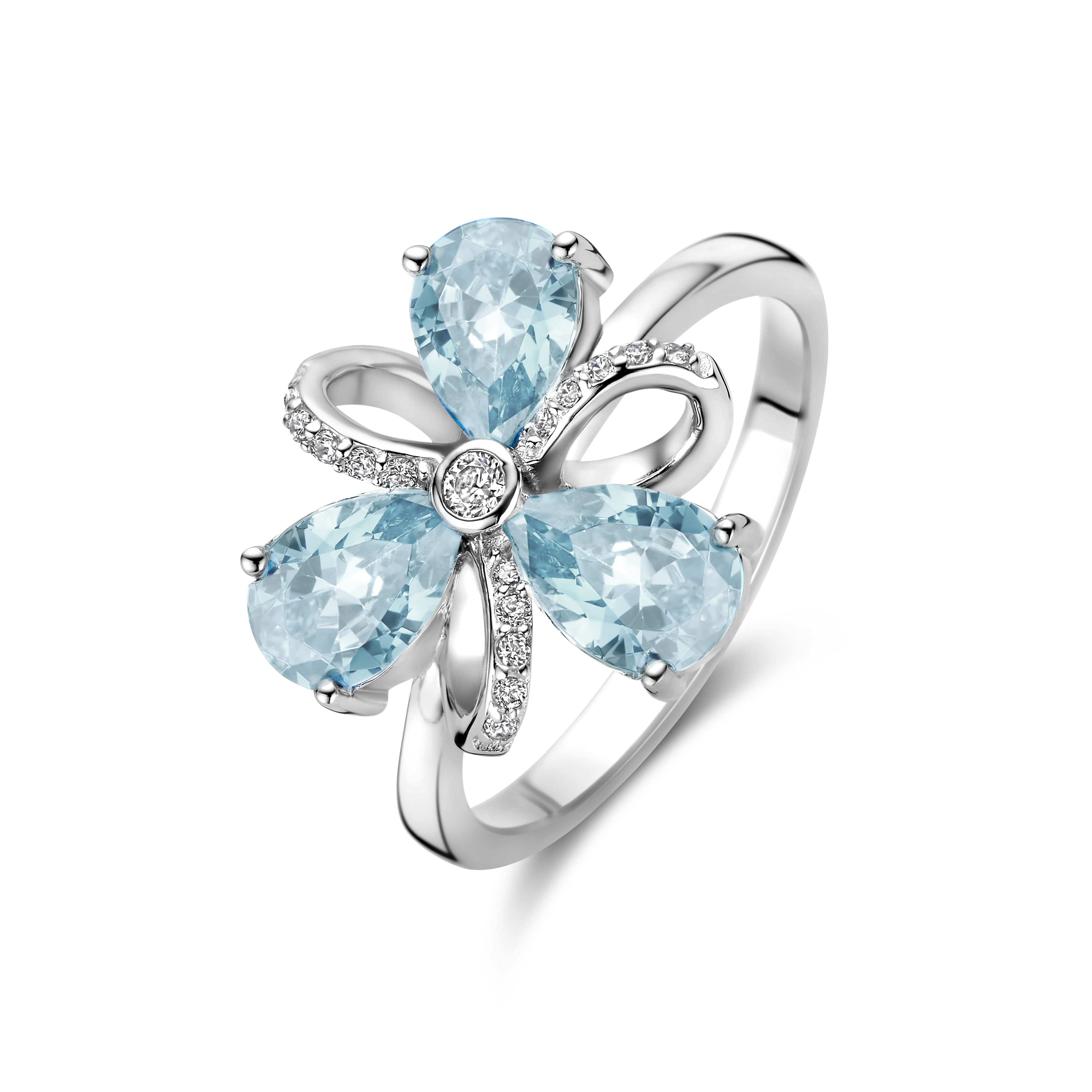 Zilveren ring met Licht blauwe zirconia