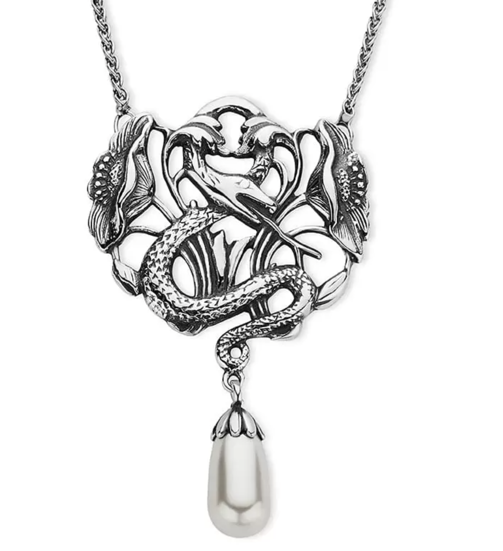 Zilveren collier met hanger slang