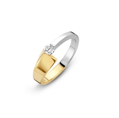 Briljant bicolor gouden ring Loire met 0.12ct. diamant (G/VSi)