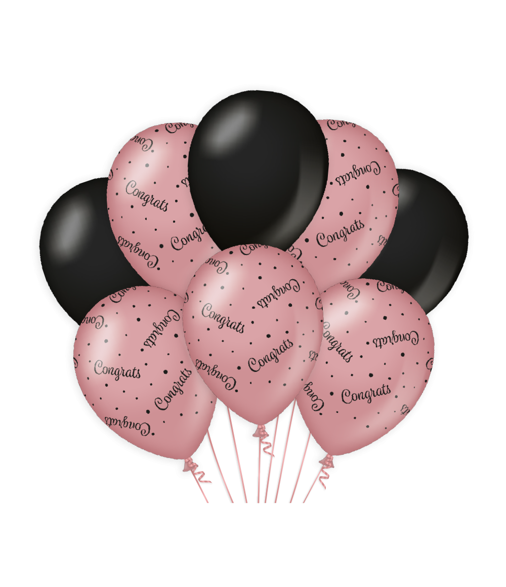 De rose/black balloons van Paper Dreams zijn een feestelijke toevoeging voor jouw winkel. Deze rose/black balloons Congrats zijn gemaakt van natuurlijk latex en door het unieke design zijn deze luxe ballonnen een echte eyecatcher. 