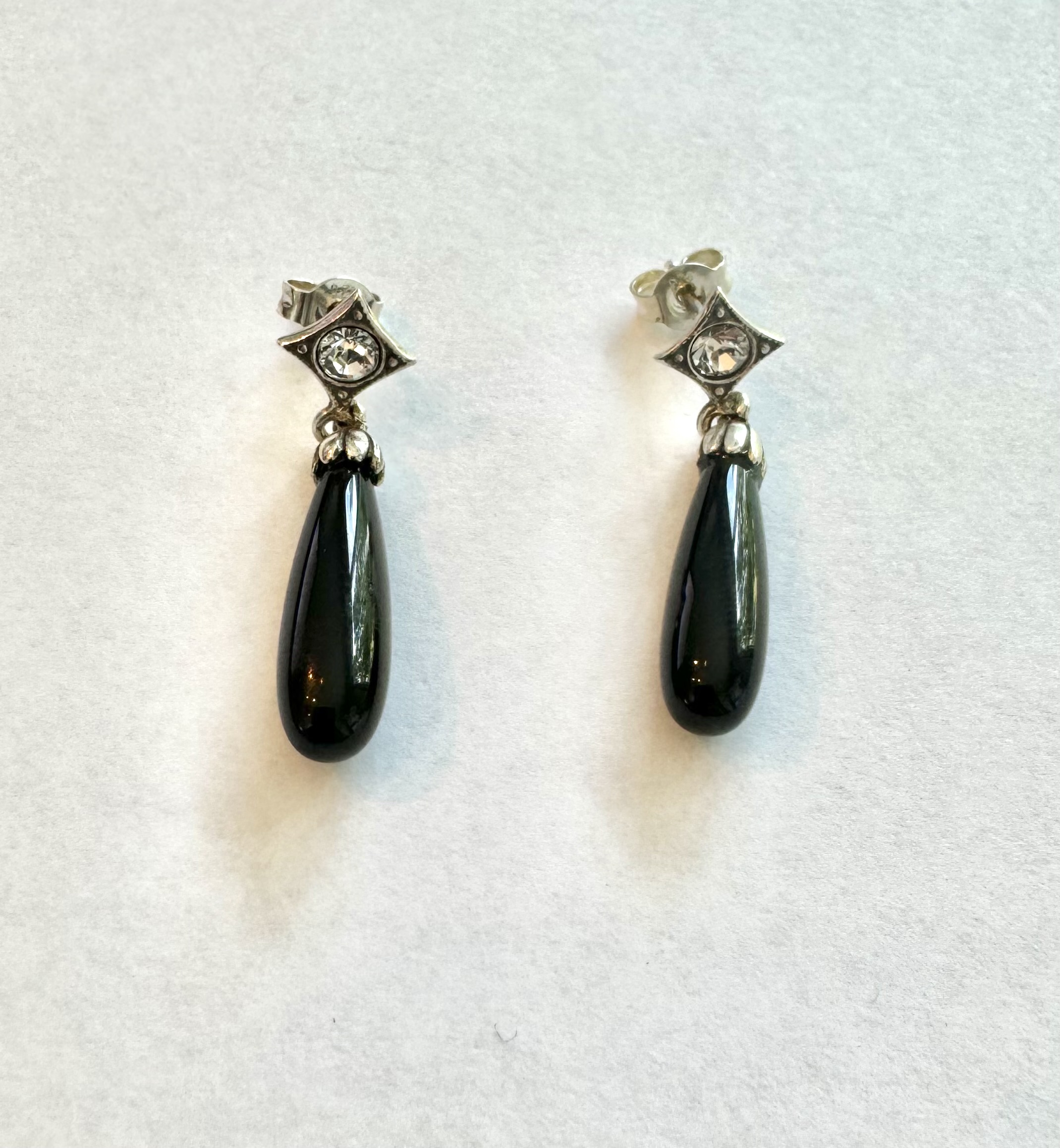 Oorbellen zilver Onyx