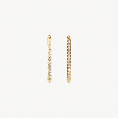  Blush 14 karaat geelgouden rechthoekige creolen met zirkonia. 