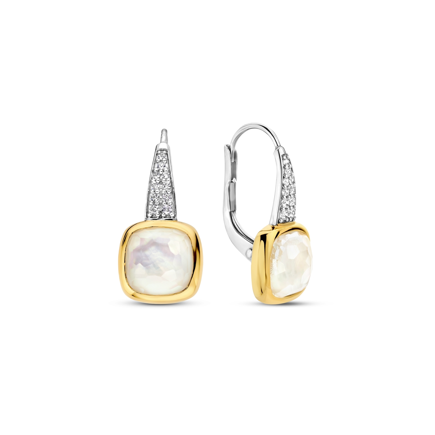 Ti Sento - Zilveren oorhangers bezet met zirconia's, verguld - 7969MW