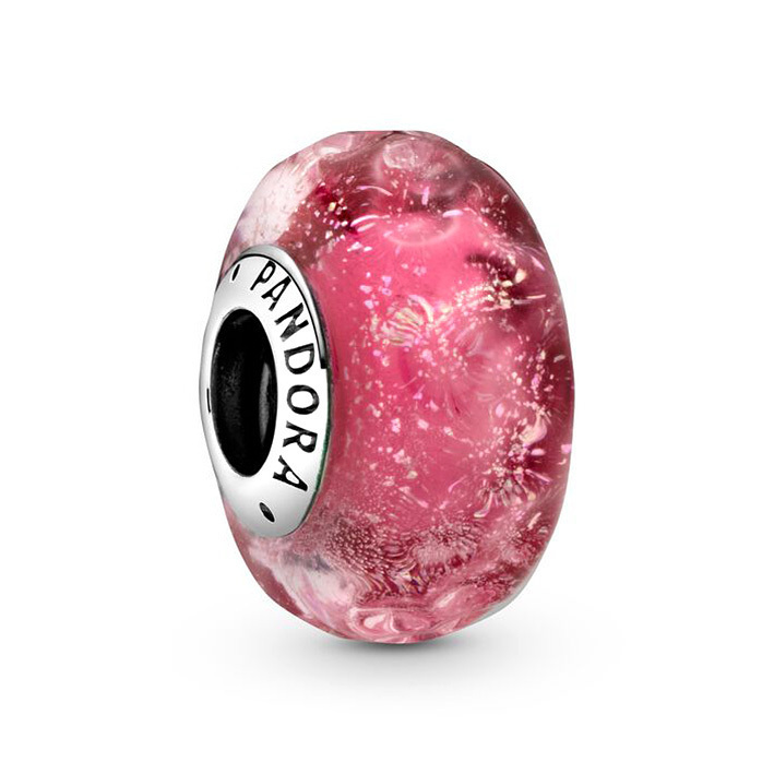 Pandora - Wavy iridescent and pink murano glass - 798872C00