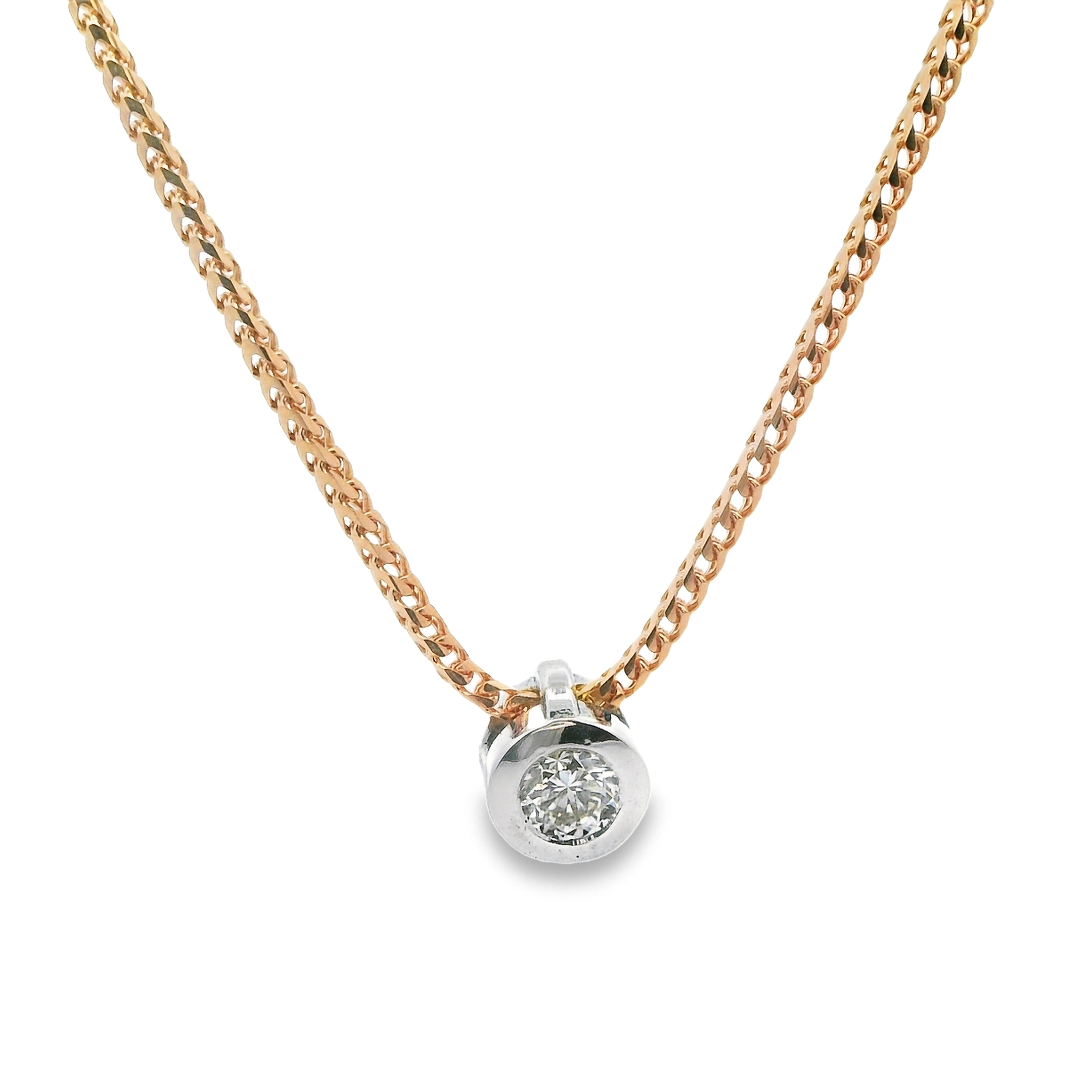 Deze hanger (met collier) van Louis Bros is vervaardigd uit 14 karaat witgoud (5 gr.) en is gezet met 1 briljant geslepen diamanten met een totaalgewicht van 0.20 ct. De hanger heeft een diameter van 5.5 mm en een dikte van 4 mm.
Verkrijgbaar vanaf 0.05crt .
Leverbare goudkleuren: 14/18kts geelgoud, 14/18kts witgoud, 14/18kts roségoud en alle bicolor combinaties.