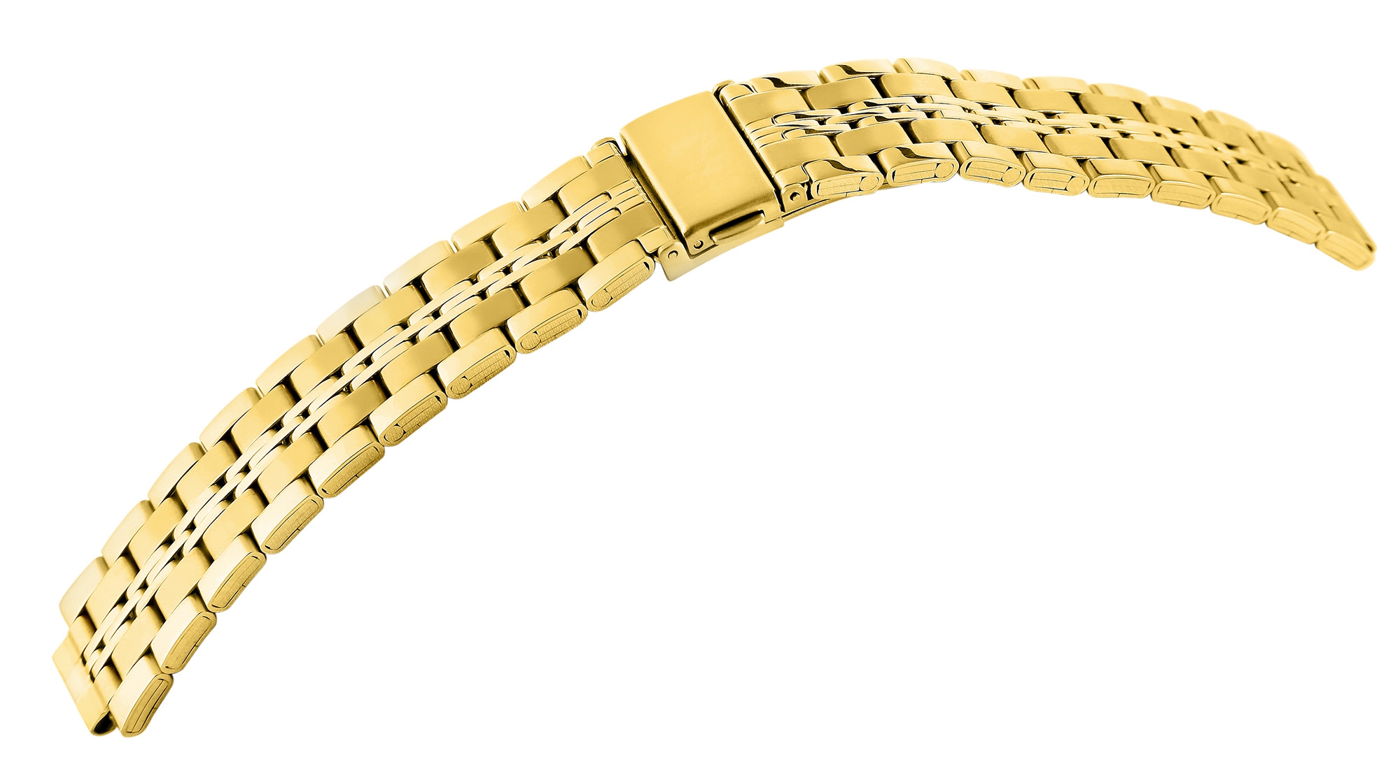 delstalen horlogeband met vouwsluiting, goudkleurig, 18 - 24 mm