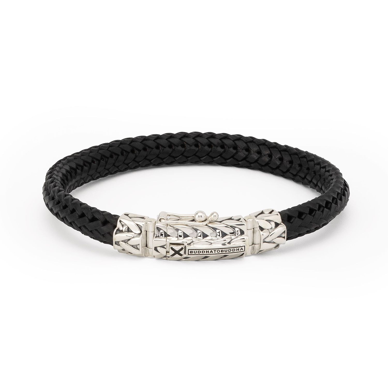 Buddha to Buddha - Nurul/Ellen Mix Bracelet Leather Black, zwarte lederen armband 20cm 863BL E+ - 001J058630312