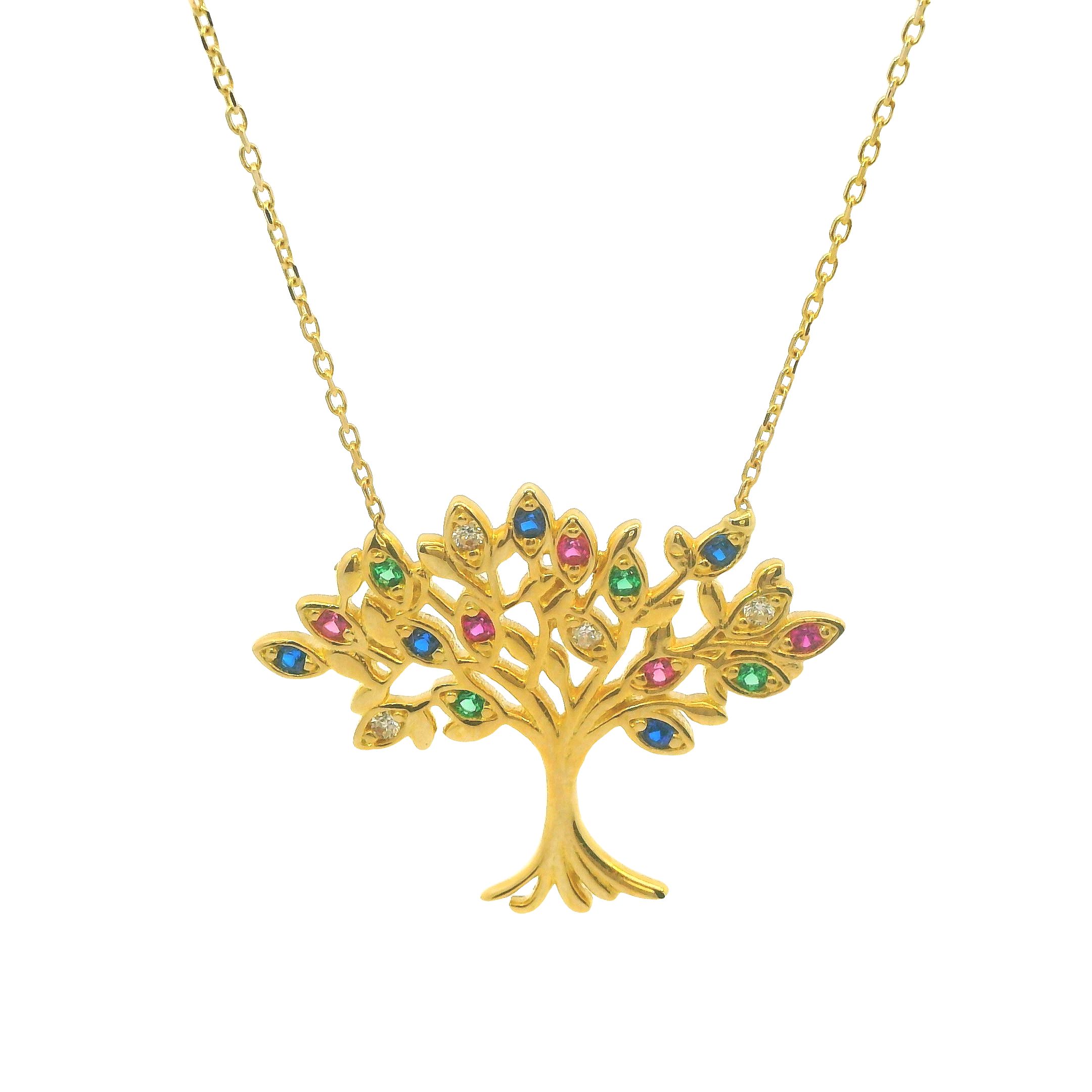  Deze hanger inclusief collier van Louis Bros is vervaardigd uit 14 karaat geelgoud (3.55 gr). Deze ketting kun je dragen op 40, 42 en 45 cm. De hanger is bezet met sprankelende zirkonia's en heeft een afmeting van(26x20mm).
Deze levensboom, versierd met gekleurde zirkonia's, is een opvallend en symbolisch sieraad. De levensboom, een krachtig symbool van groei en verbinding, komt prachtig tot leven in glanzend geelgoud. De kleurrijke zirkonia's, strategisch geplaatst in de bladeren, voegen een speelse en levendige touch toe aan het ontwerp. Dit sieraad is perfect om elke outfit te verfraaien en draagt een diepgaande betekenis van kracht en harmonie met zich mee.