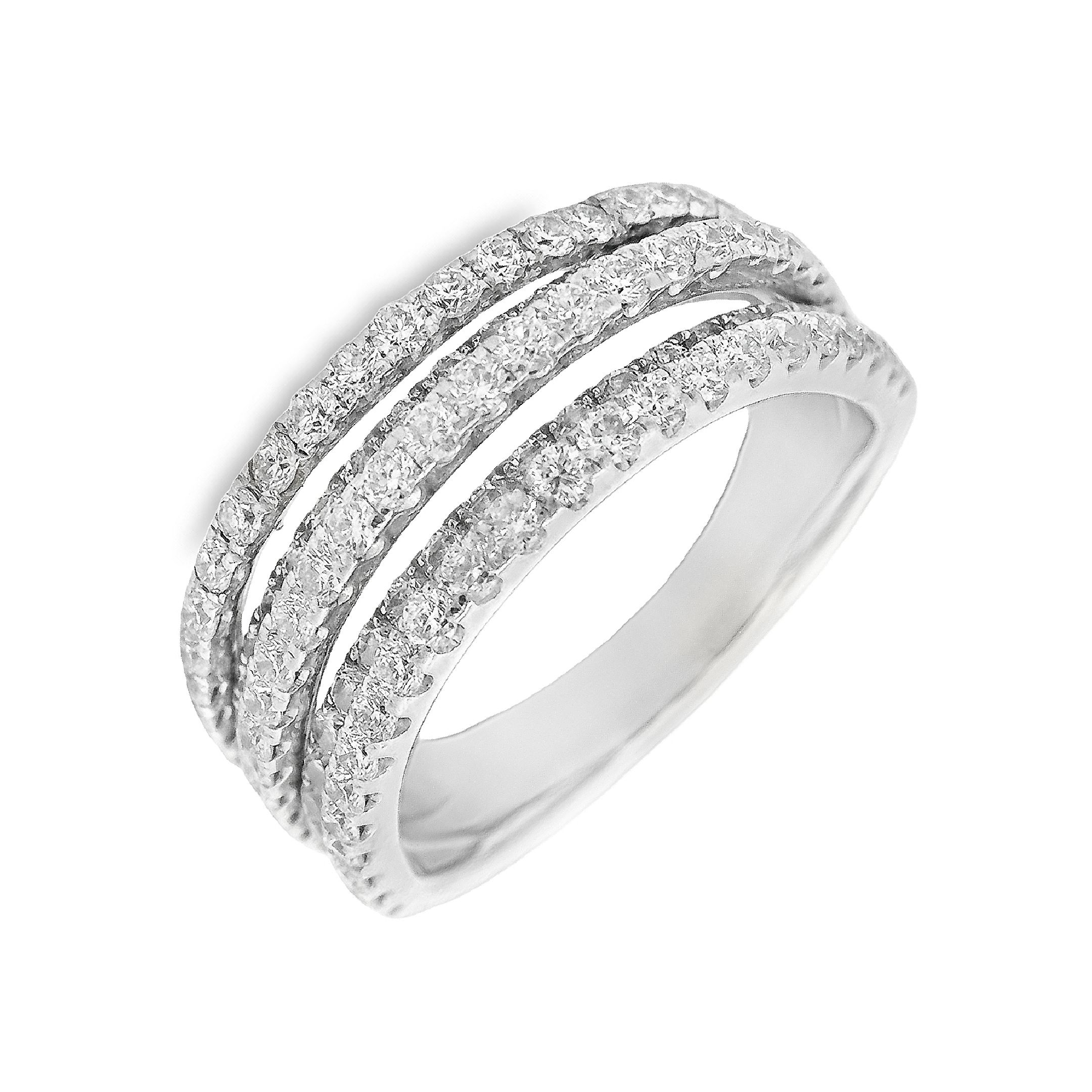 Deze exclusieve ring van Louis Bros is vervaardigd uit 18 karaat witgoud (7.39gr.) en is gezet met 111 briljant geslepen diamanten met een totaalgewicht van 1.00 ct. De ring heeft een breedte van 7.3 mm en dikte van 4.5 mm. Met deze ring om je vinger ben jij het stralende middelpunt bij elke gelegenheid. Deze ring bestaat uit onze lijn van exclusieve modellen sieraden met prachtige designs en van hoge kwaliteit.
De ring is verkrijgbaar in meerdere afmetingen.