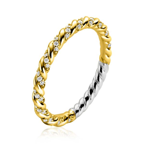 Zinzi zilver verguld Getorst met zirkonia