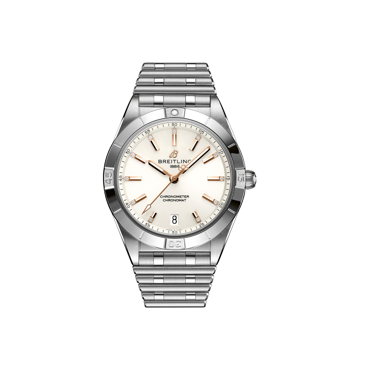Dit Breitling horloge behoort tot de Breitling Chronomat collectie. 
Referentienummer: A10380101A2A1
Caliber: Breitling 10
