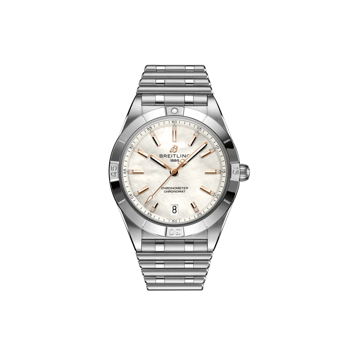 Dit Breitling horloge behoort tot de Breitling Chronomat collectie. 
Referentienummer: A10380101A4A1
Caliber: Breitling 10
