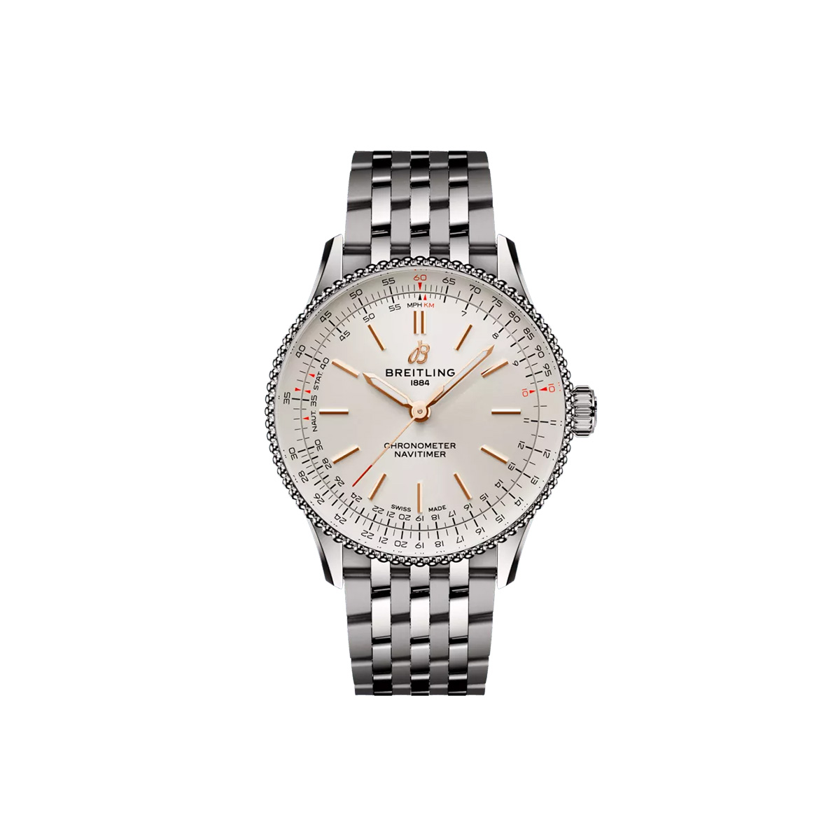 Dit Breitling horloge behoort tot de Breitling Navitimer collectie. 
Referentienummer: A17327211G1A1
Caliber: Breitling 17
