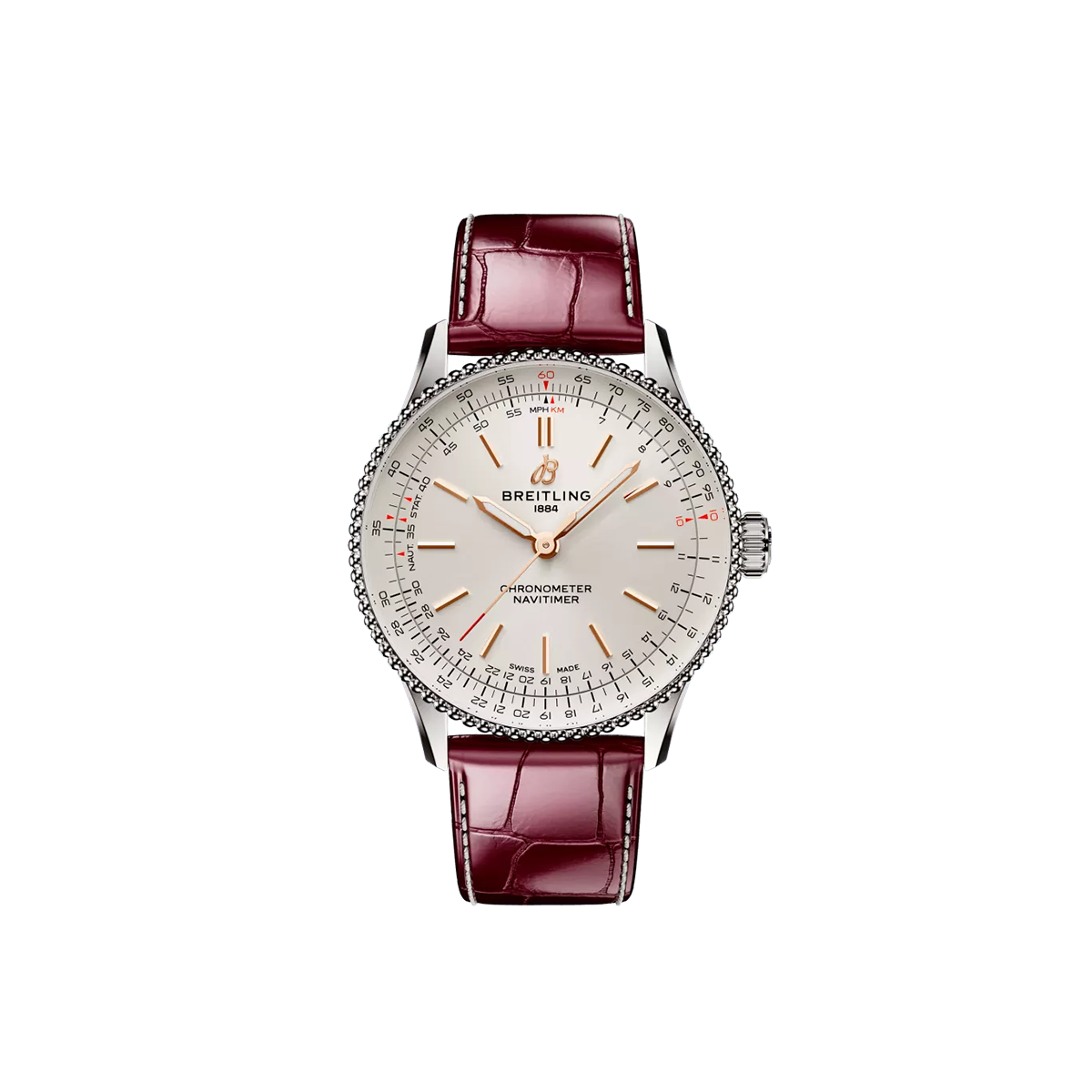 Dit Breitling horloge behoort tot de Breitling Navitimer collectie. 
Referentienummer: A17327211G1P1
Caliber: Breitling 17
