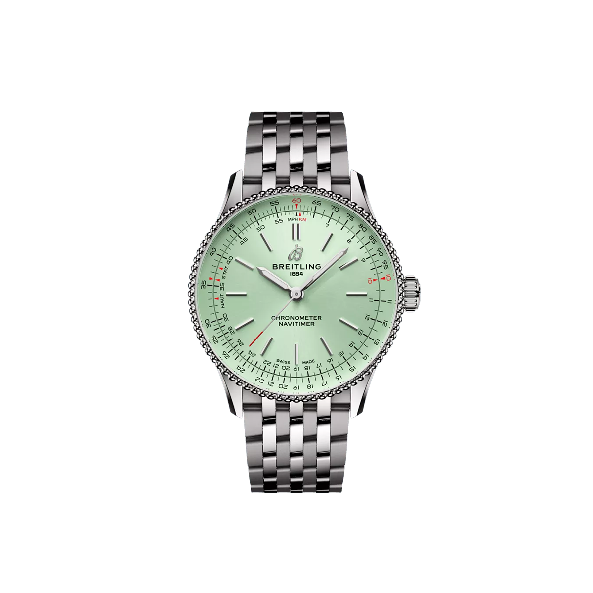 Dit Breitling horloge behoort tot de Breitling Navitimer collectie. 
Referentienummer: A17327361L1A1
Caliber: Breitling 17
