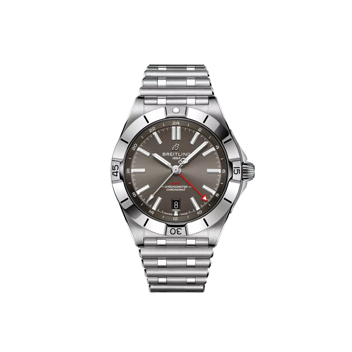 Dit Breitling horloge behoort tot de Breitling Chronomat collectie. 
Referentienummer: A32398101M1A1
Caliber: Breitling 32

