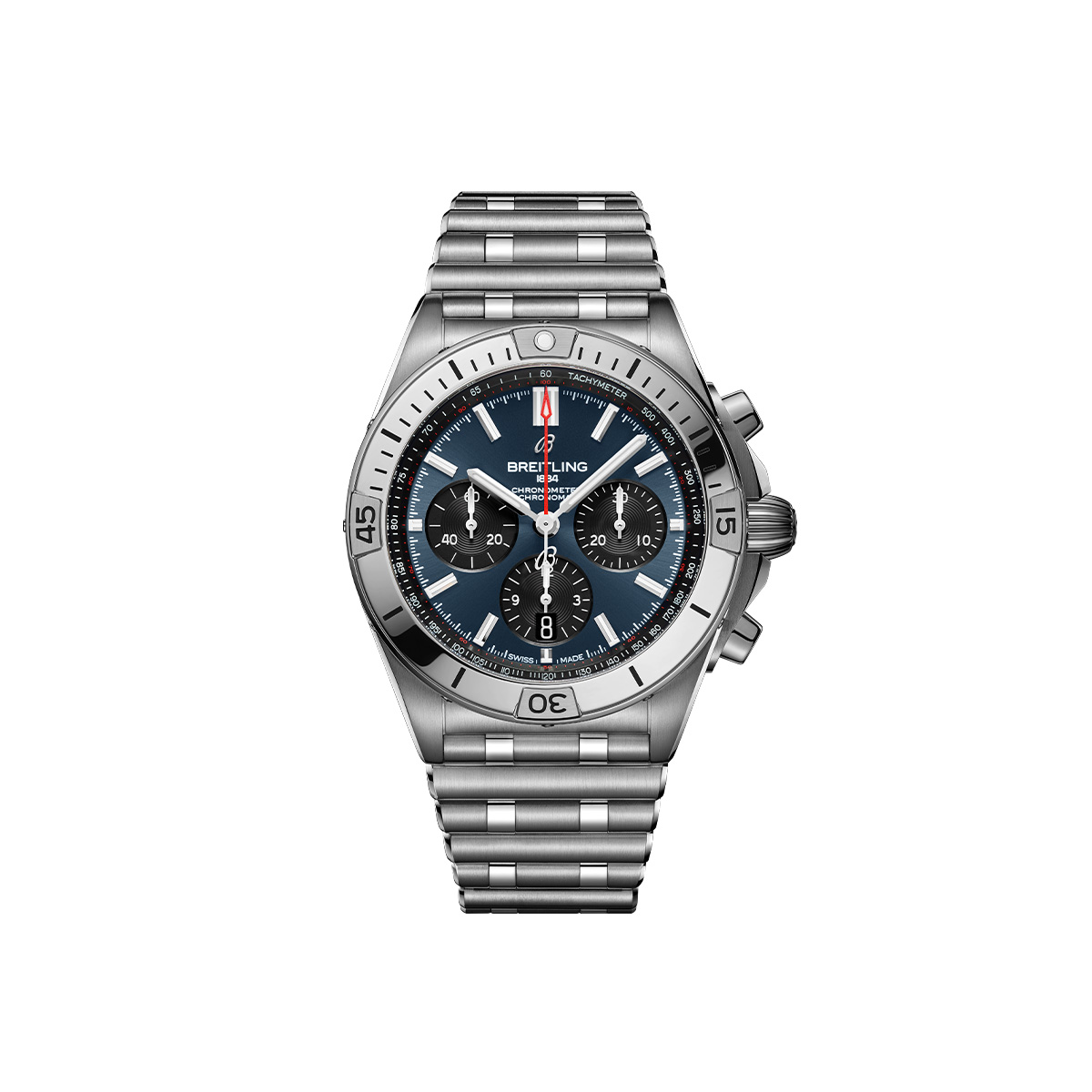Dit Breitling horloge behoort tot de Breitling Chronomat collectie. 
Referentienummer: AB0134101C1A1
Caliber: Breitling 01 (Manufacture)
